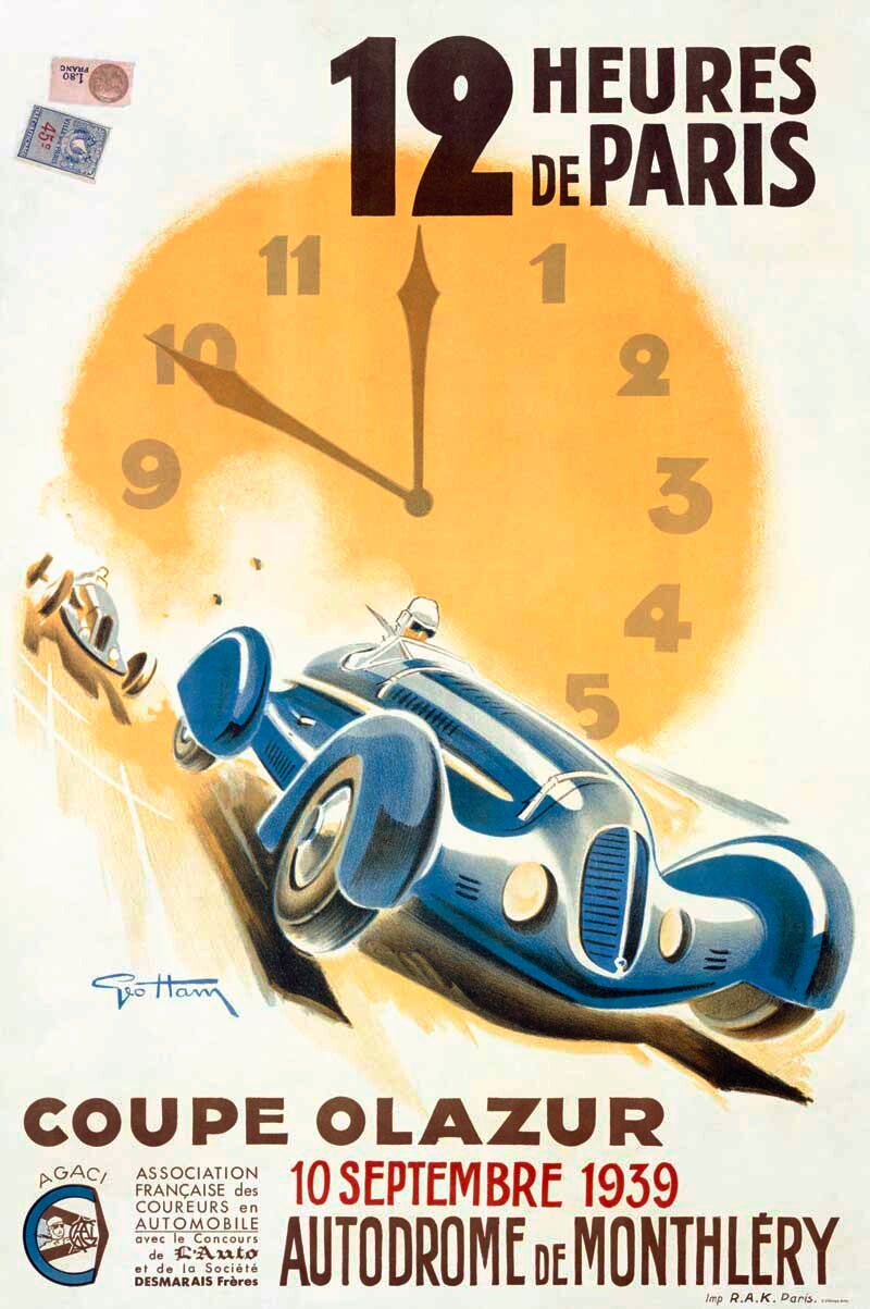 1939 Coupe Olazur Paris Auto Race Poster 0000-2740