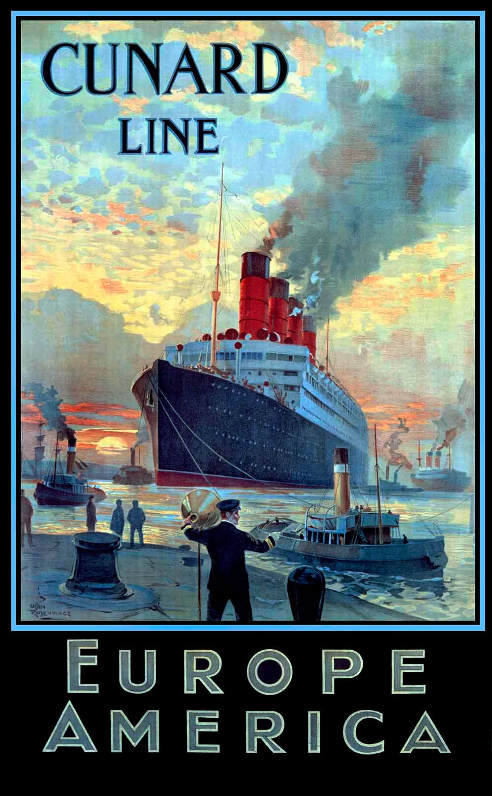 Europe America Cunard Oceanline Poster 0000-2815
