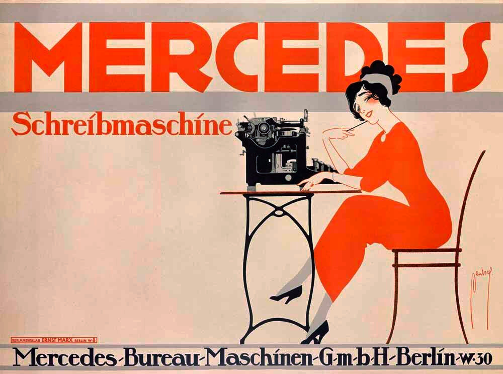 German Mercedes Typewriter Poster 0000-3298