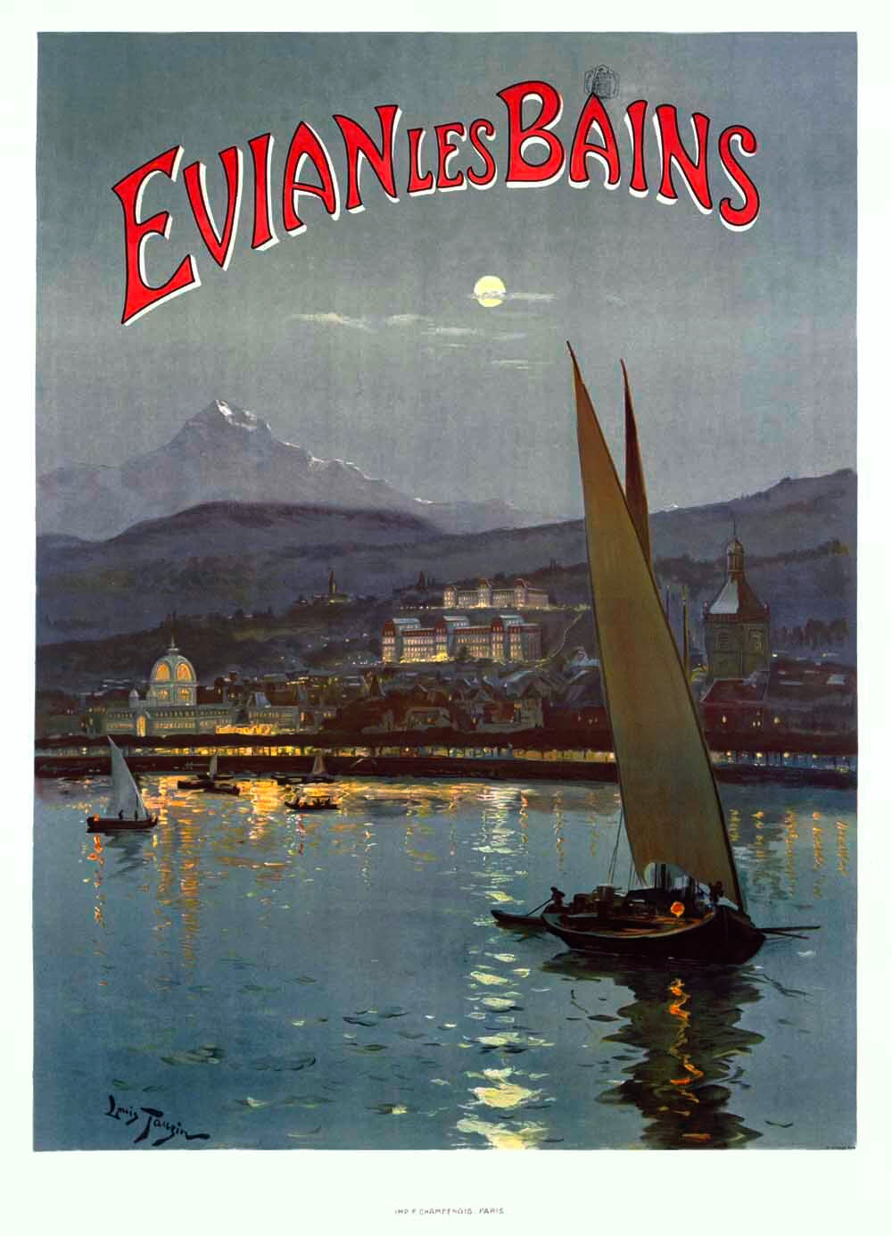French Evian Les Bains Sailing Poster 0000-3513