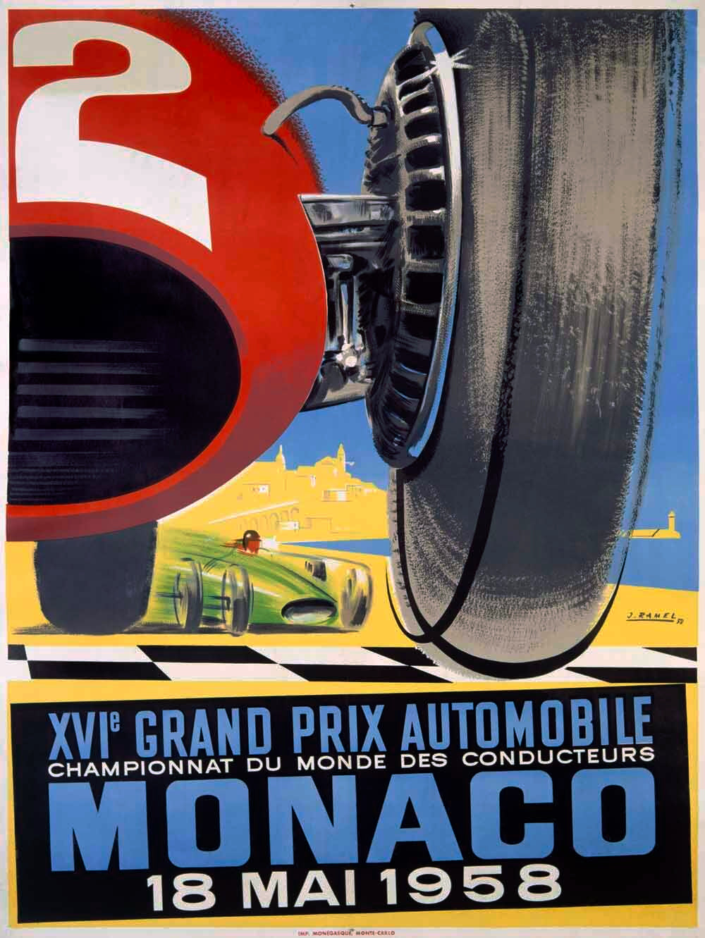 1958 Monaco Grand Prix F1 Poster 0000-3708