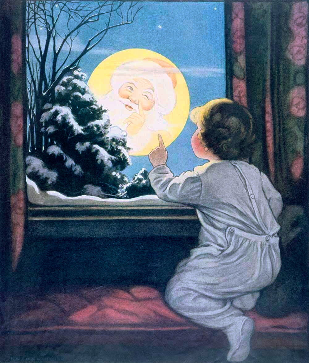 Santa Claus Moon Poster 0000-3932