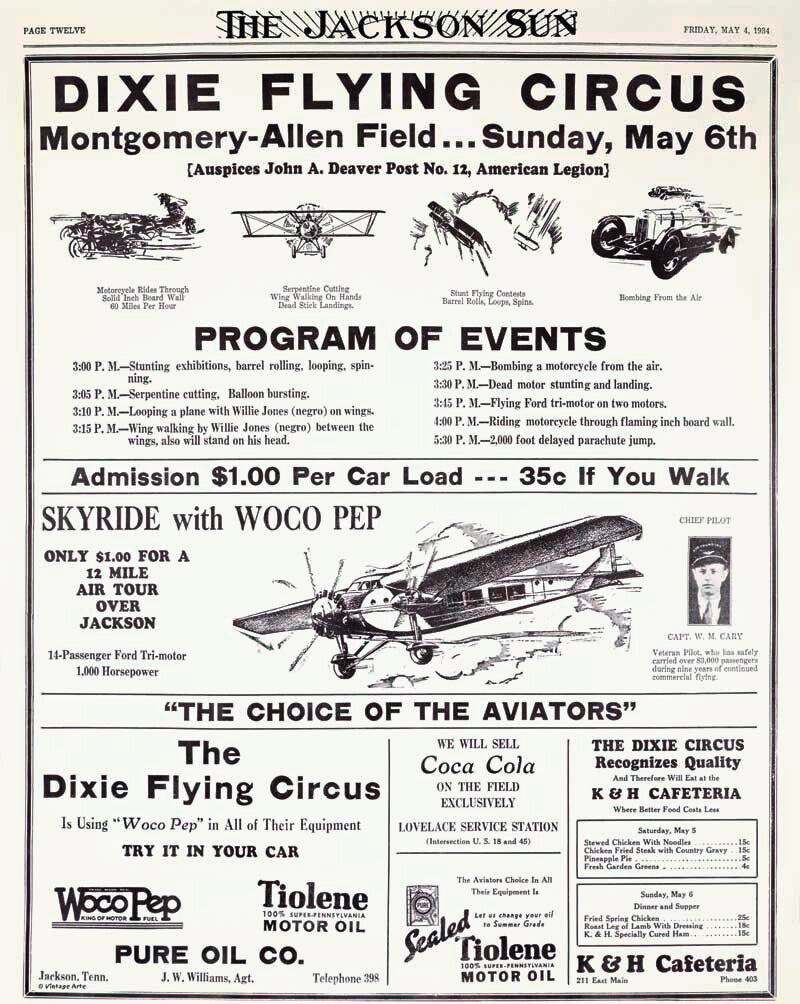 Dixie Flying Circus Program Poster 0000-4006