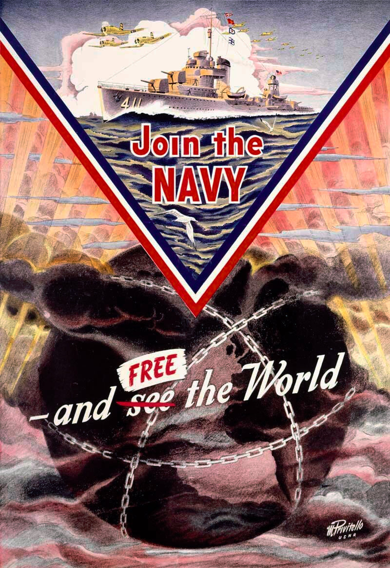 WWII US Navy 'Join the Navy' Mine sweeper Poster 0000-4112
