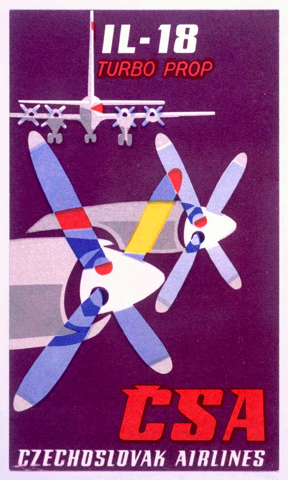 CSA Czech IL 18 Turbo Prop Airline Poster 0000-4608