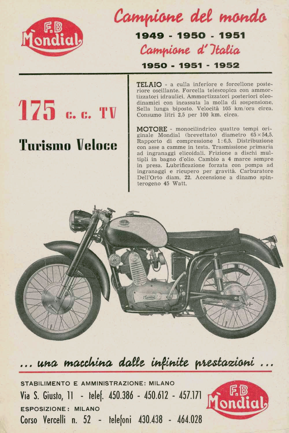 Mondial Turismo Veloce Motorcycle Poster 0000-4807