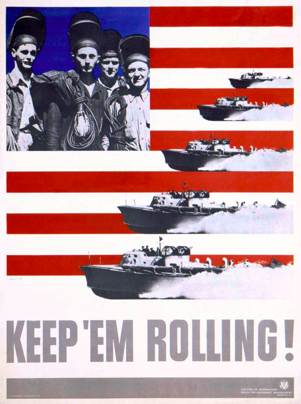WWII Homefront 'Keep 'em Rolling' PT Boat Poster 0000-4870