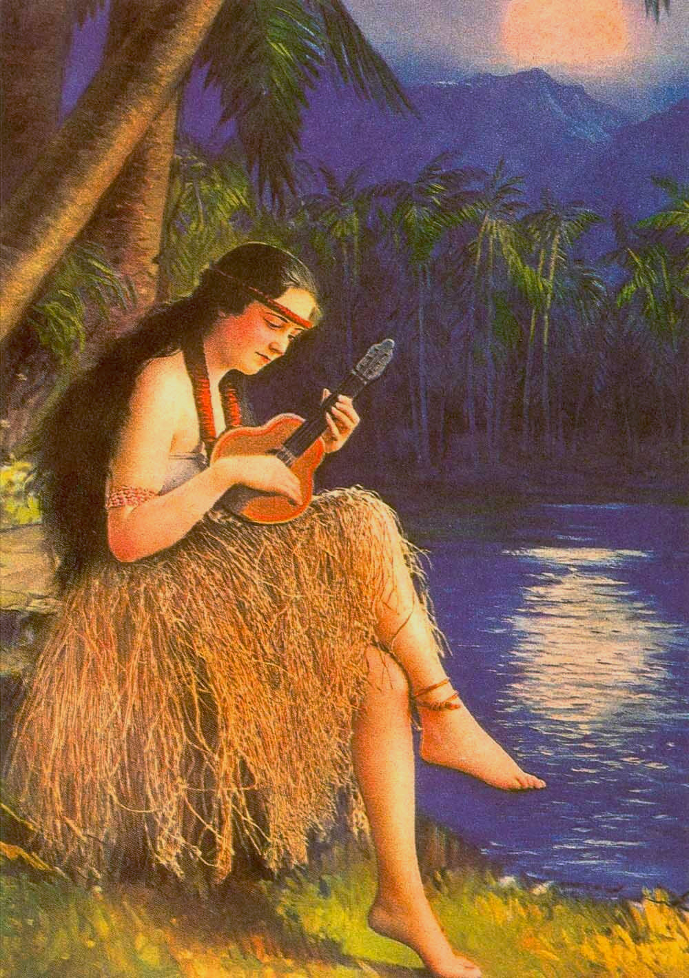 Hawaii Hula Wahine Ukulele Poster 0000-4898