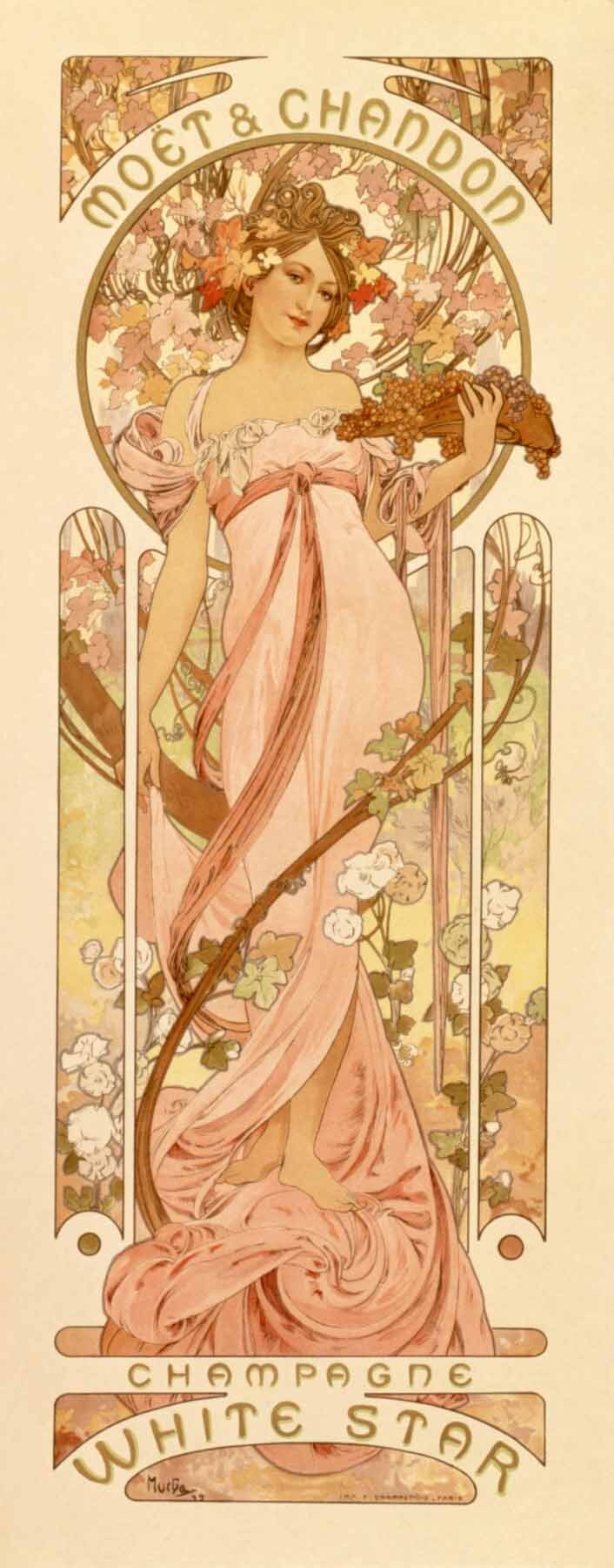 Mucha White Star Champagne Poster 0000-8184
