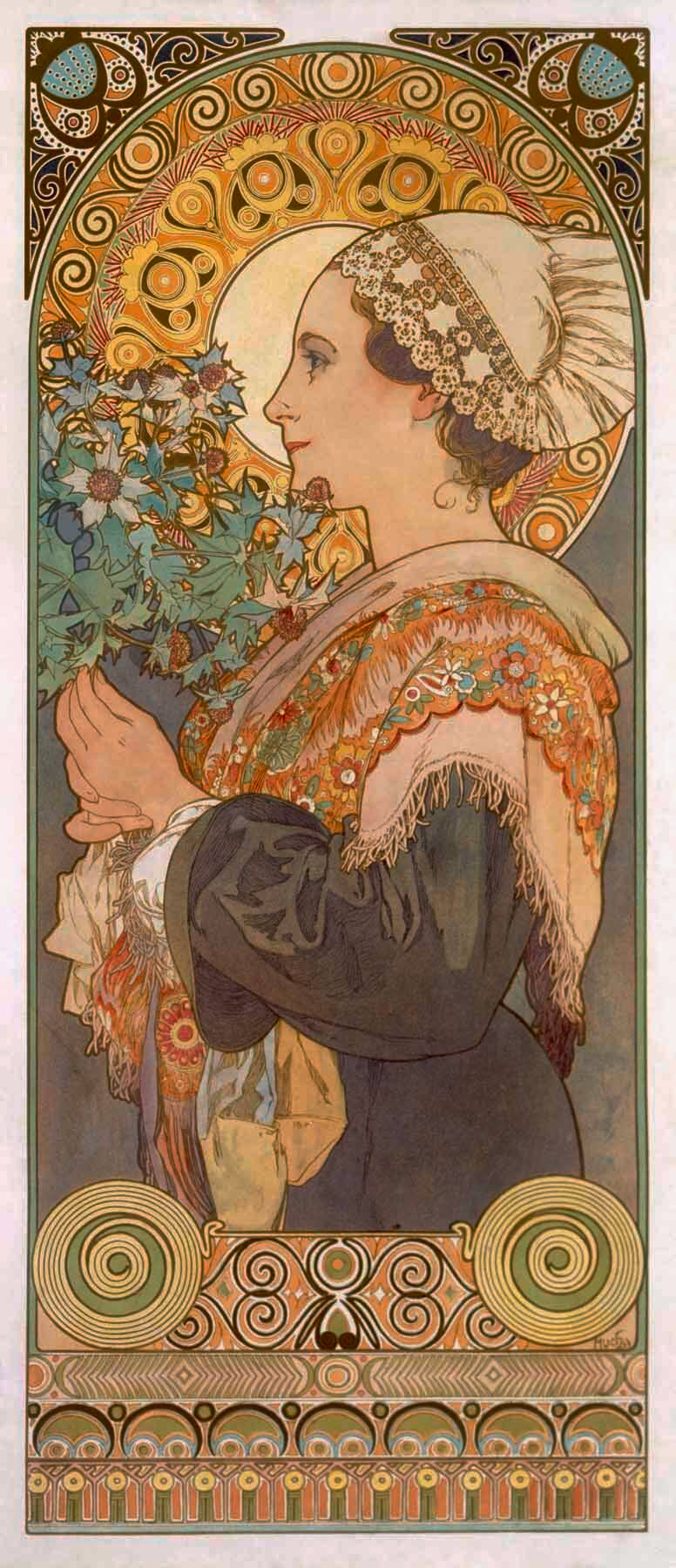 Mucha Nouveau Quill and Primrose Poster 0000-8433