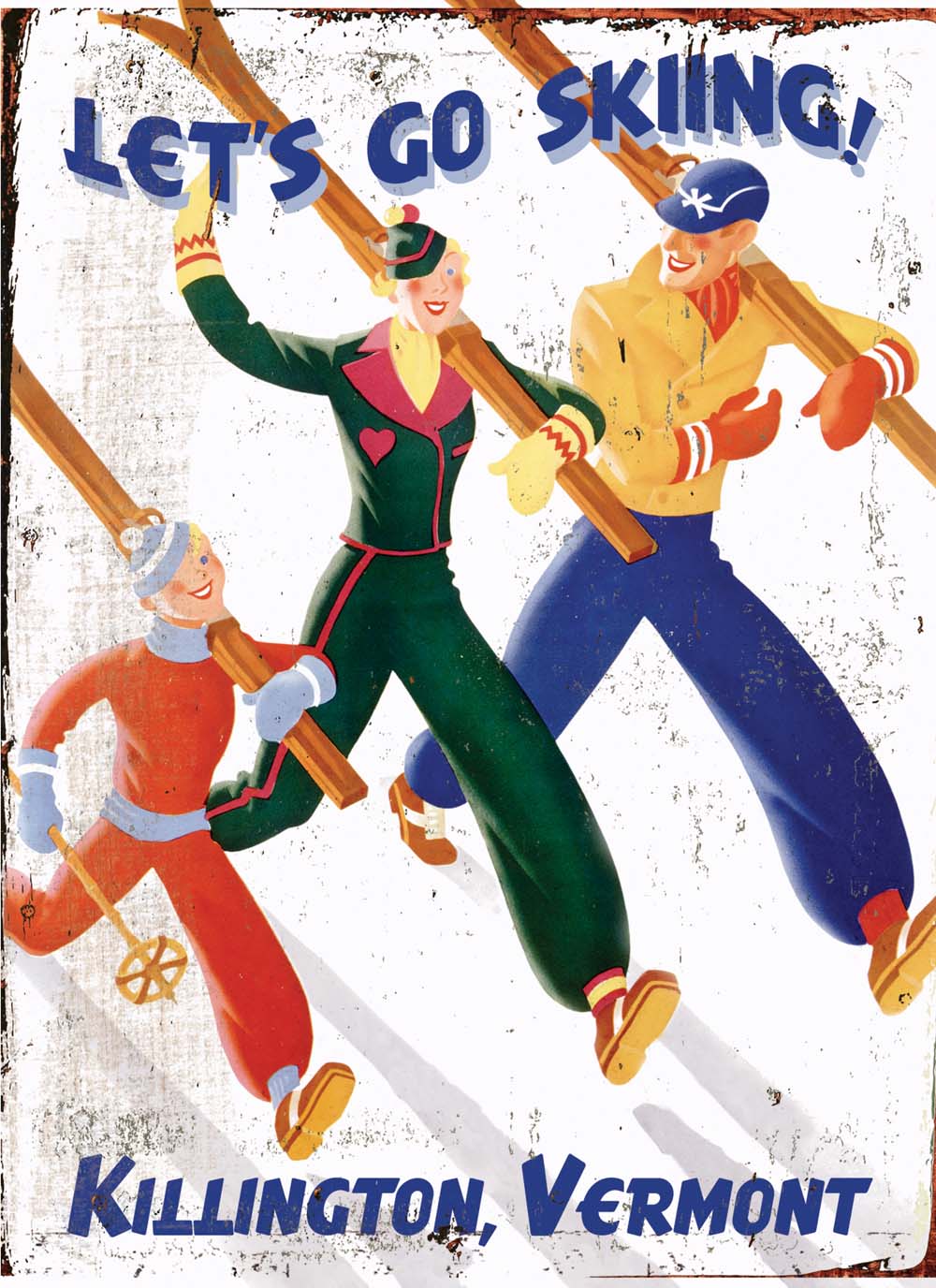 Vintage Ski Family Poster Customizable 0003-1690