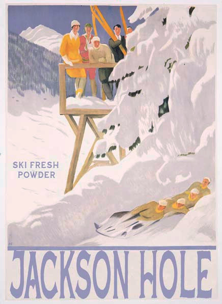 Vintage Snow Perch Ski Fresh Powder Poster Customizable 0022-0138