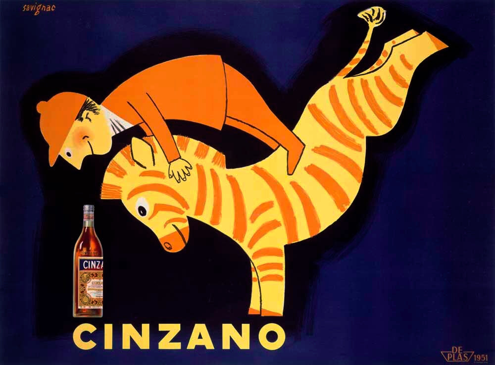 Italian Zebra Cinzano Aperitif Poster 0000-0142