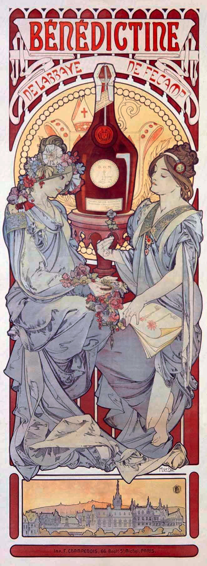 Mucha Nouveau Benedictine Liqueur Poster 0000-1009