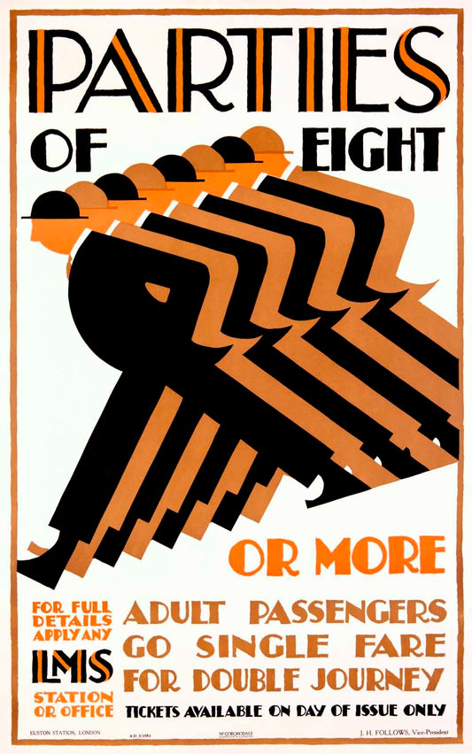 LMS Train Railway 'Parties of Eight' Poster 0000-1145