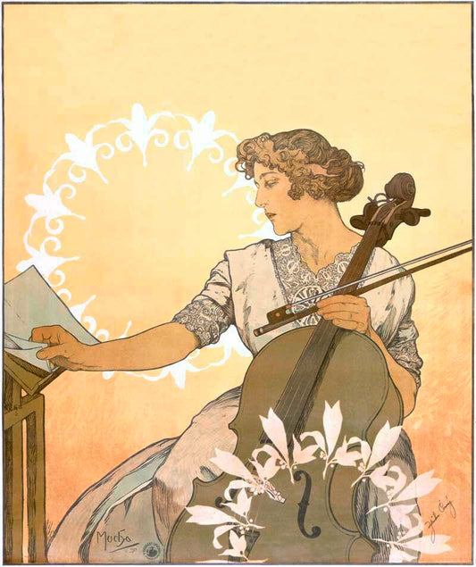 Mucha Cellist Zdenka Cerny Poster 0000-1835