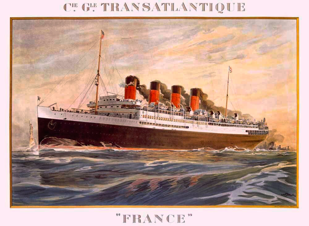 French Oceanline Transatlantique Poster 0000-1988