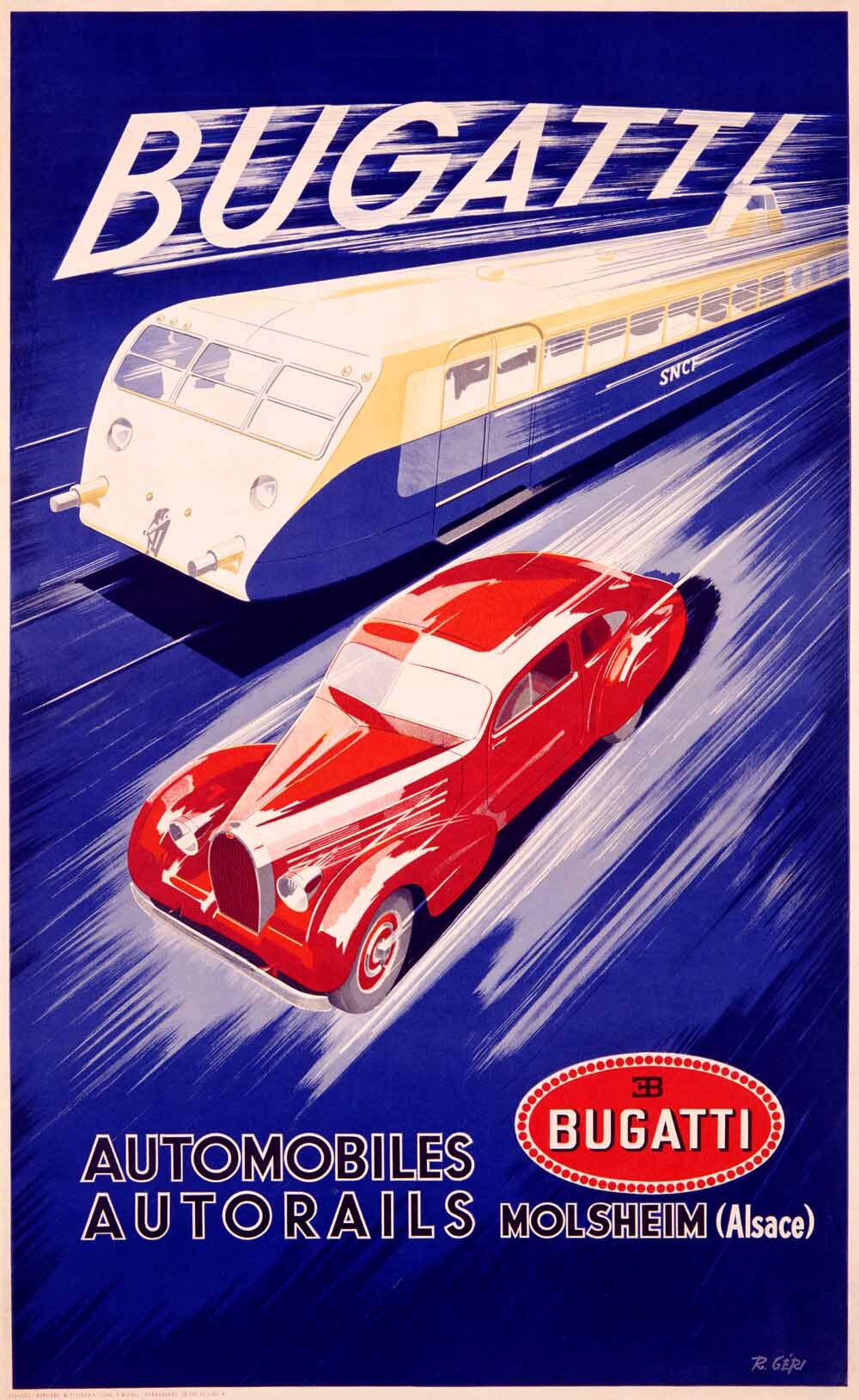 Bugatti Automobile Train Poster 0000-2512