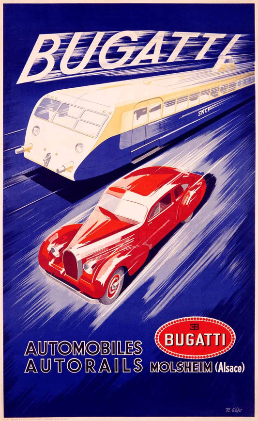 Bugatti Automobile Train Poster 0000-2512