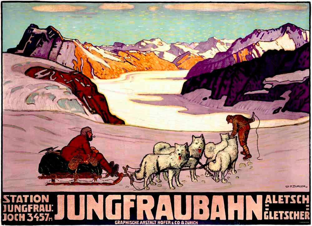 Jungfraubahn Dog Sled Travel Poster 0000-2630