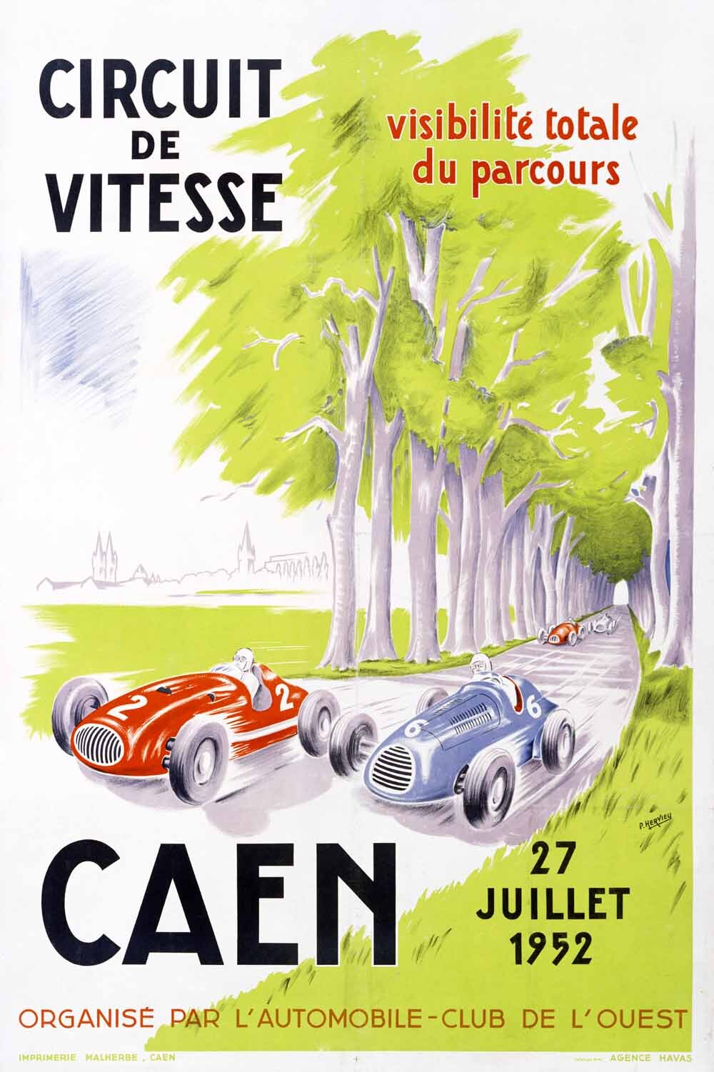 1952 Caen GP Auto Racing Poster 0000-2746
