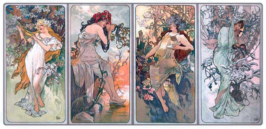 Mucha Nouveau 4 Panel Poster - The Seasons (Les Saisons) 0000-2817