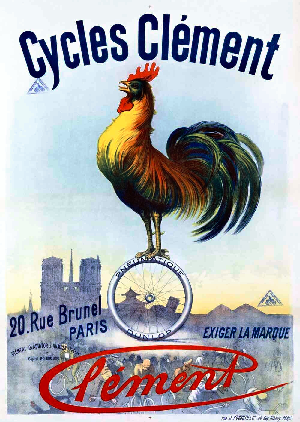 French Clement Bicycles Rooster Poster 0000-2829