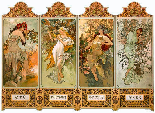 Mucha Four Panel Seasons Poster 0000-2943