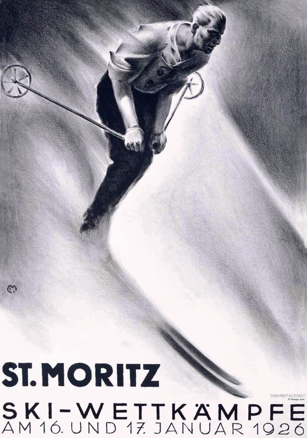 French Snow Ski St. Moritz Poster 0000-2961