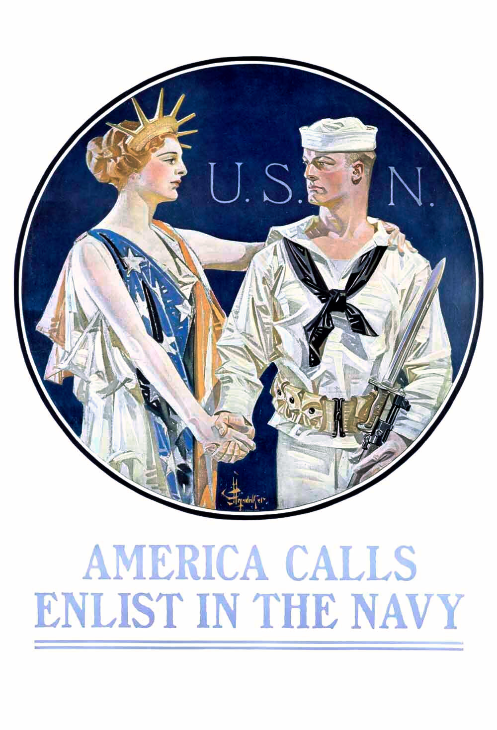 USN Navy Recruiting Poster 'America Calls' 0000-3182