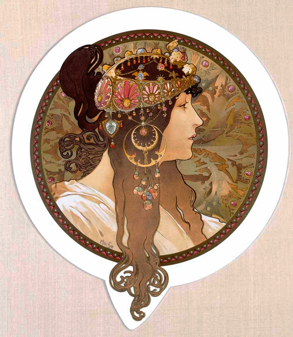 Mucha Nouveau Byzantine Brunette Poster 0000-3589