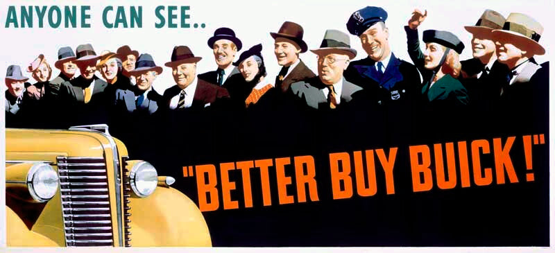 1938 BUICK VINTAGE ADVERTISING POSTER 0000-3647