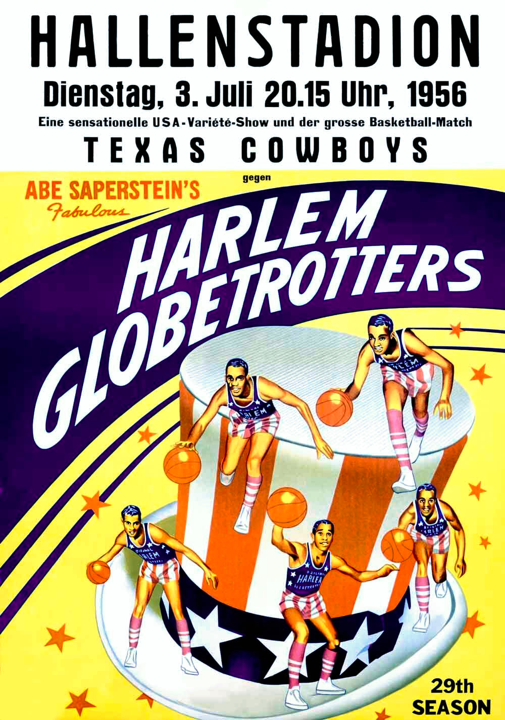HARLEM GLOBETROTTERS 1956 BASKETBALL POSTER 0000-3668