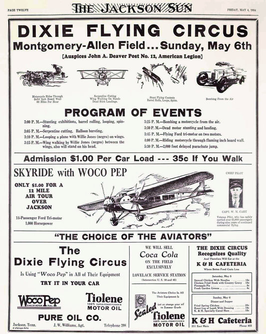 Dixie Flying Circus Program Poster 0000-4006