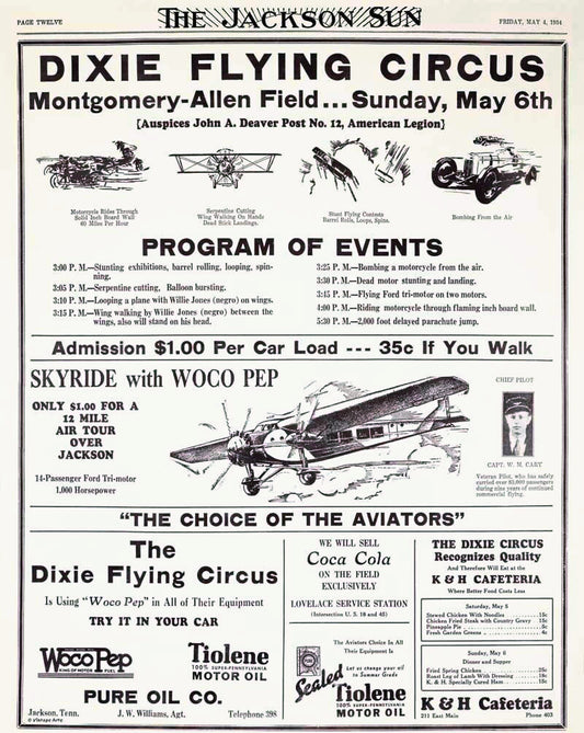 Dixie Flying Circus Program Poster 0000-4006