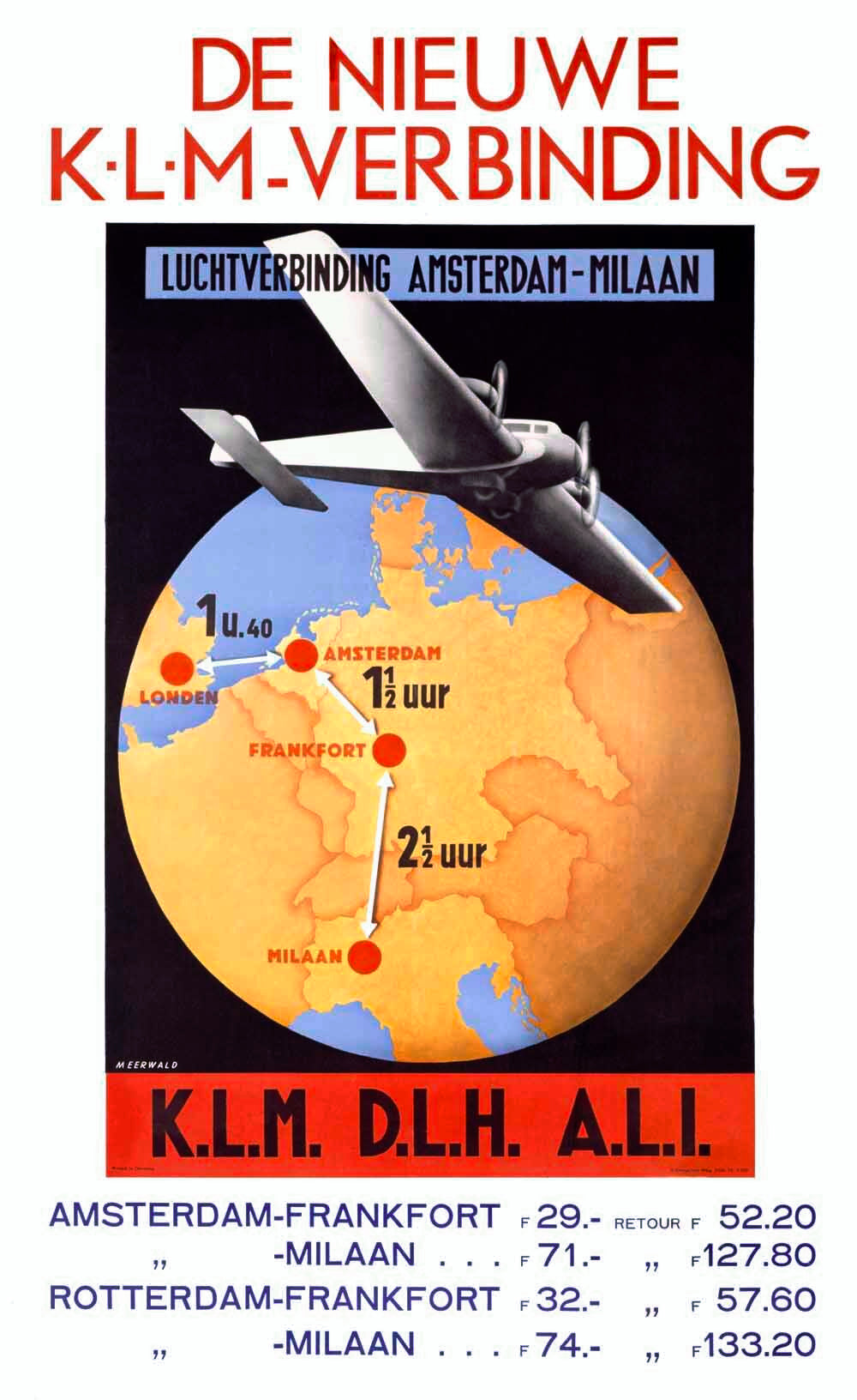 KLM Royal Dutch Airline World Poster 0000-4044