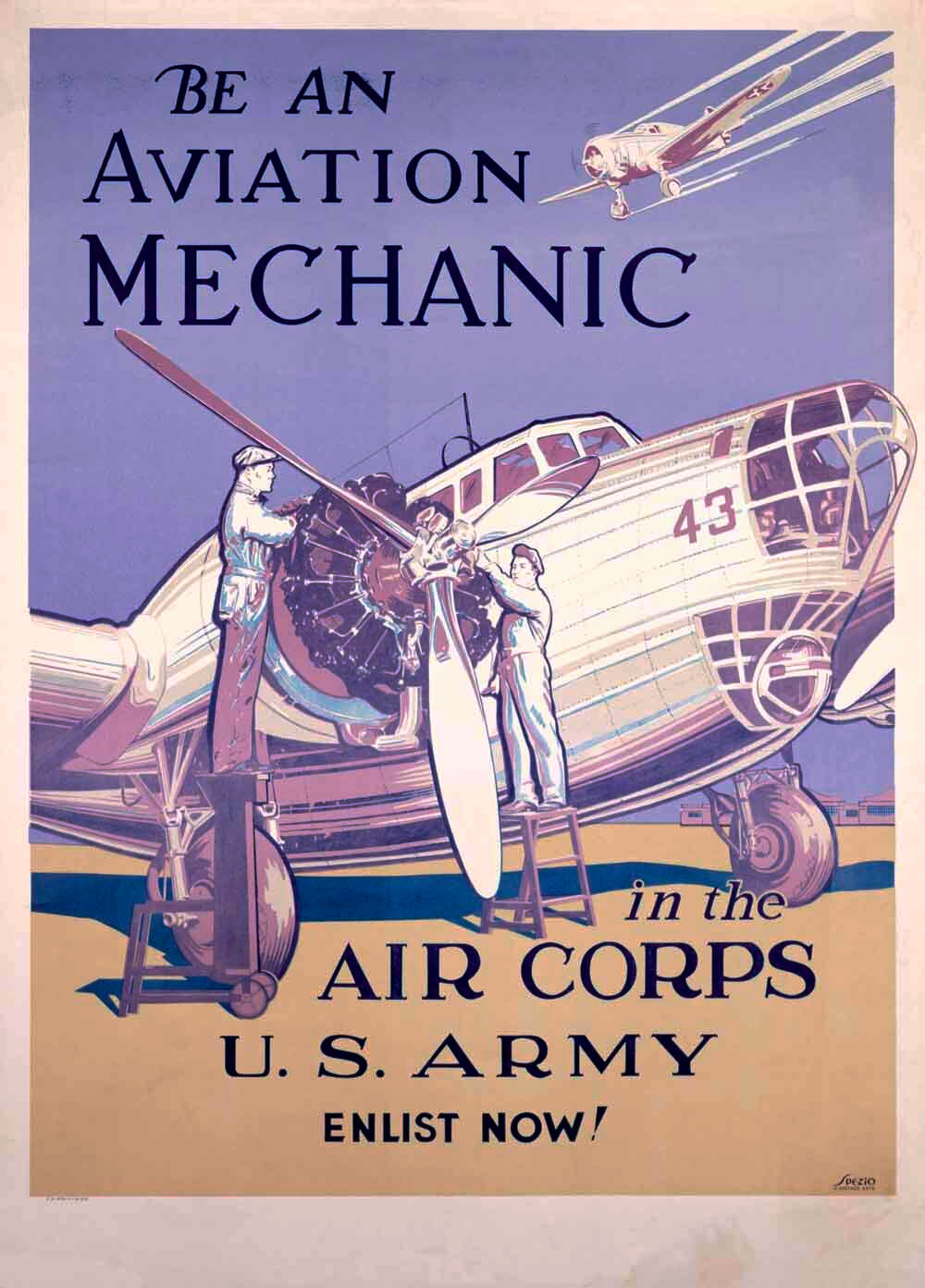 WWII AAF Army Air Corps Aviation Mechanic Poster 0000-4106