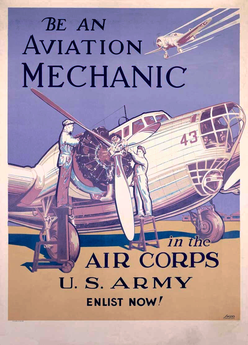 WWII AAF Army Air Corps Aviation Mechanic Poster 0000-4106