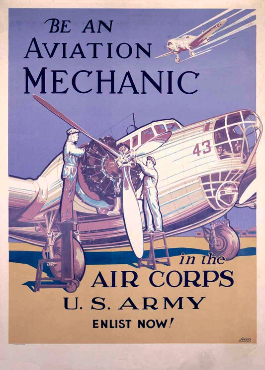 WWII AAF Army Air Corps Aviation Mechanic Poster 0000-4106