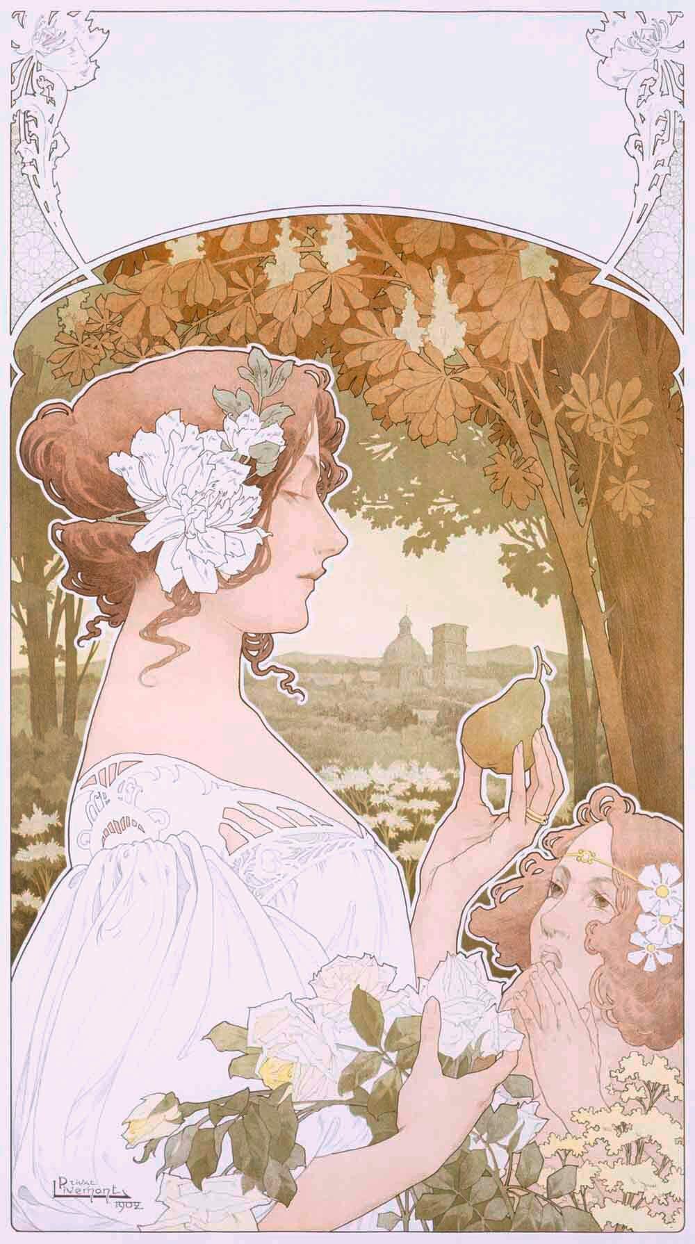 Dutch Nouveau Women Garden Poster 0000-4233