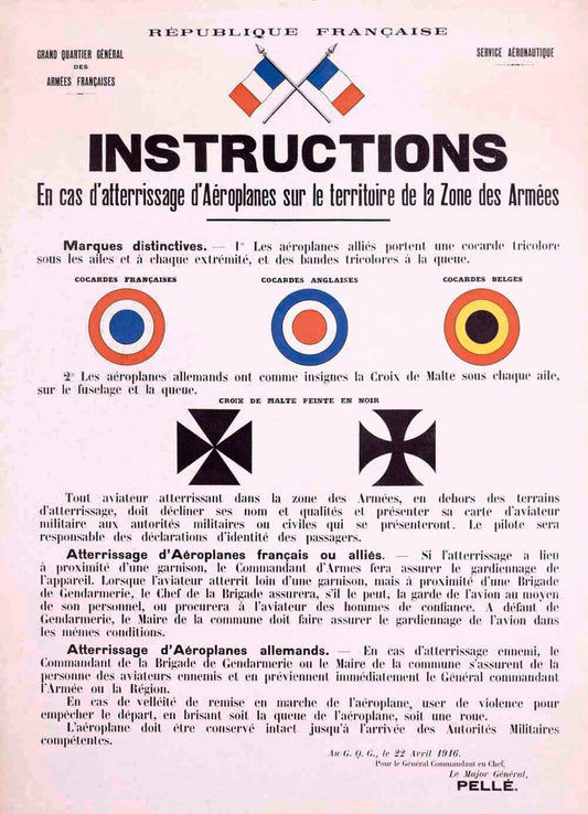 WWI Aircraft Instruction Poster 0000-4289