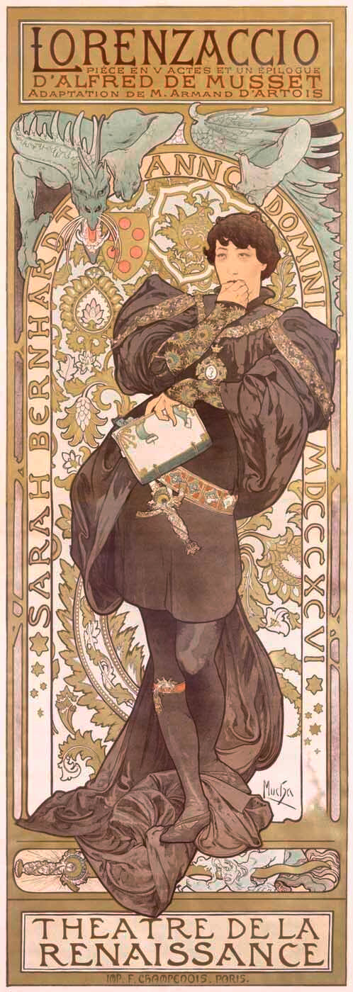 Mucha Nouveau Lorenzaccio Theater Poster 0000-4393