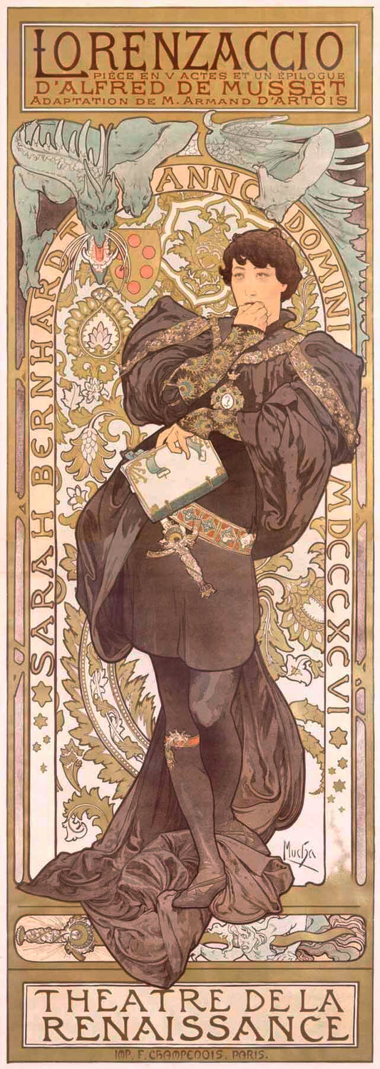 Mucha Nouveau Lorenzaccio Theater Poster 0000-4393