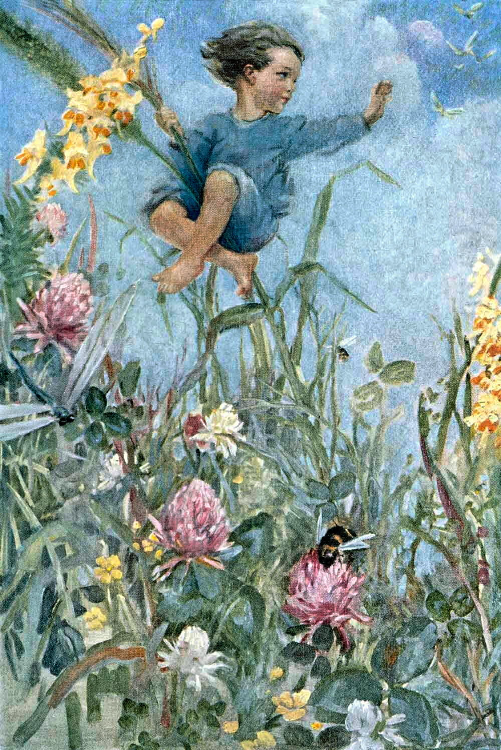Fairy Tale Elf Bumblebee Flower Poster 0000-4477