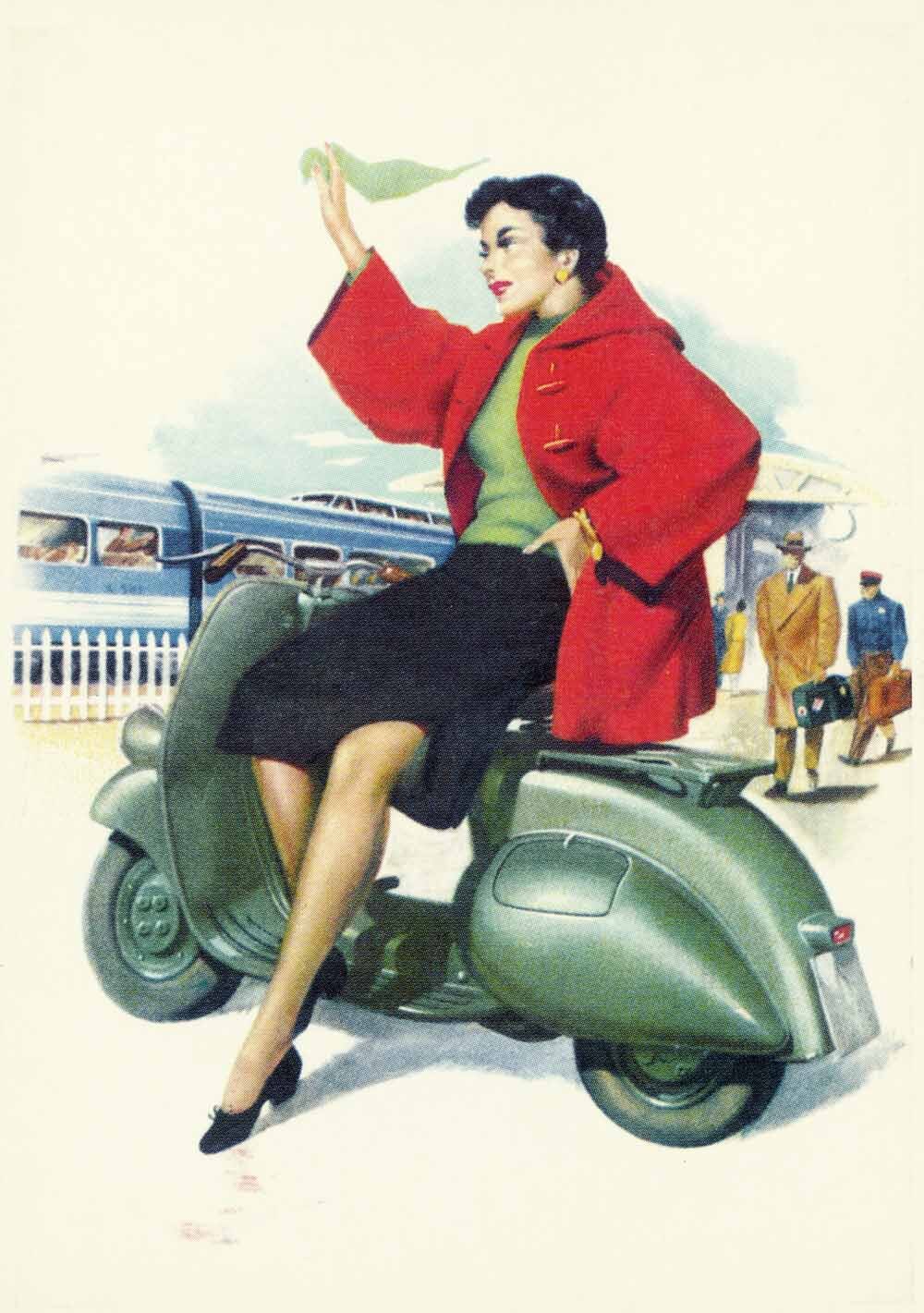 Italian Vespa Piaggio Girl Poster 0000-4860