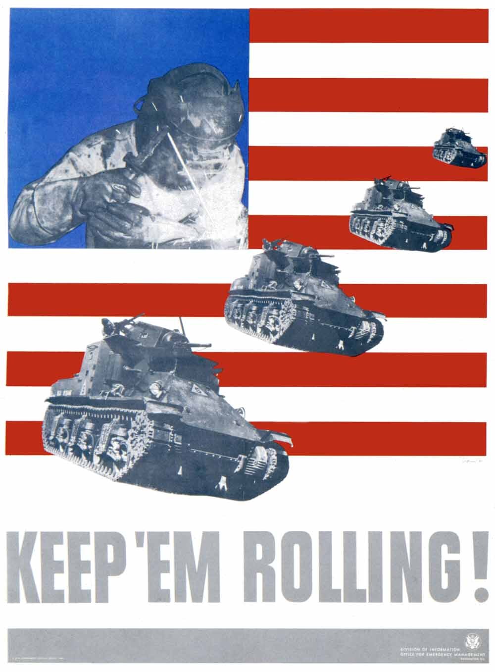 WWII Homefront 'Keep 'em Rolling' Tank Poster 0000-4867