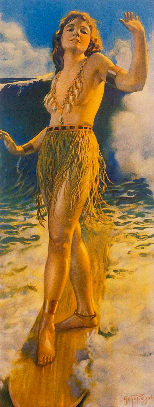 Hawaii Surfing Wahine Hula Poster 0000-4893