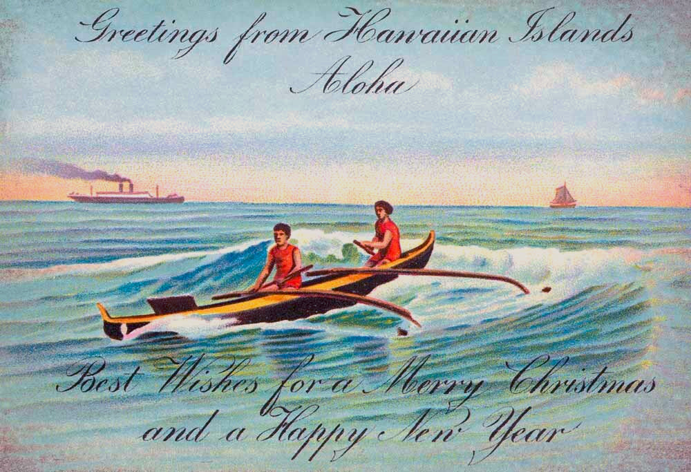Hawaii Outrigger Christmas Greeting Poster 0000-4900