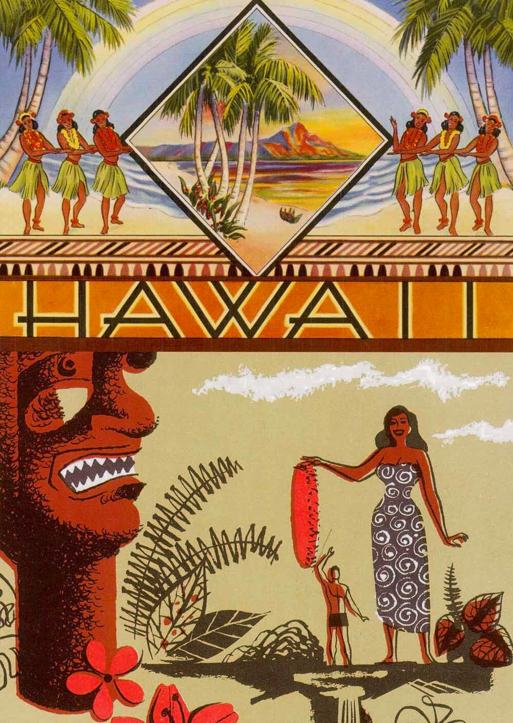Hawaii Hula Tiki Travel Poster 0000-4918