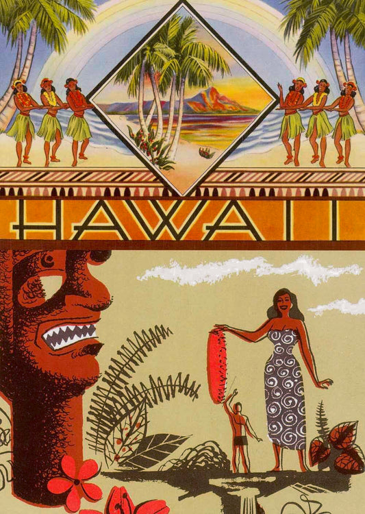 Hawaii Hula Tiki Travel Poster 0000-4918